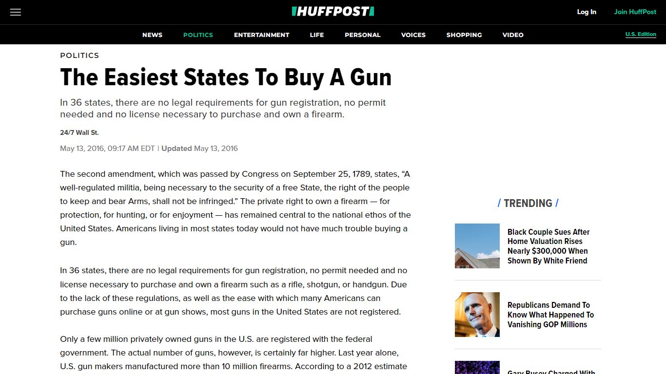 The Easiest States To Buy A Gun | HuffPost Latest News
